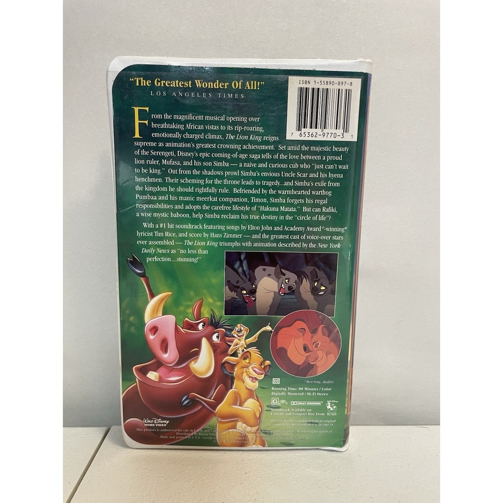 Walt Disney's Masterpiece Collection The Lion King VHS 1995 - Picture 3 of 5